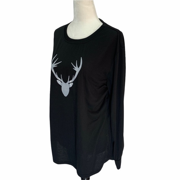 PATPAT🖤BLACK T-Shirt Caribou Graphic Long Sleeves size XL - Picture 4 of 8